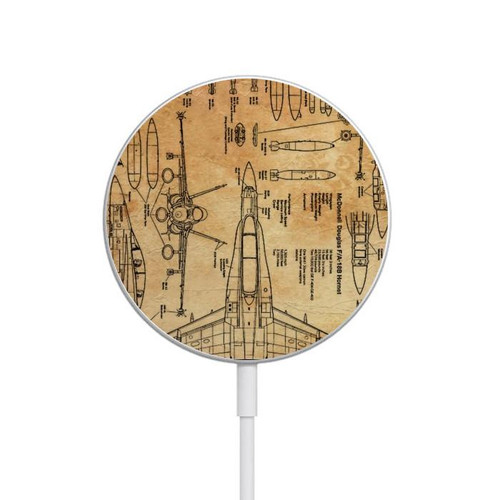 S3868 Aircraft Blueprint Old Paper Magnetic Wireless Charger Pad with MagSafe 15W for iPhone 16 15 14 13 12
