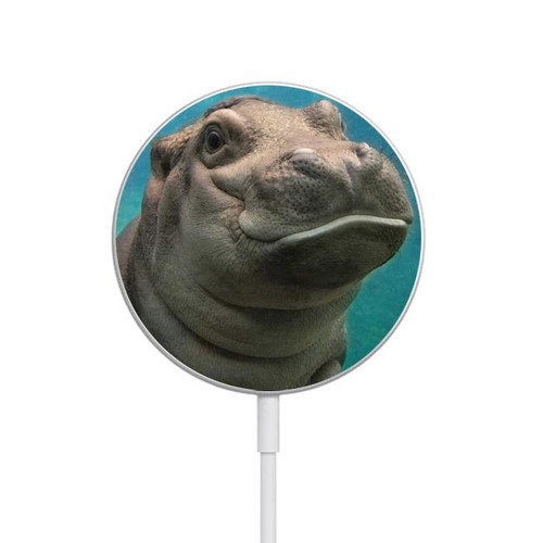 S3871 Cute Baby Hippo Hippopotamus Magnetic Wireless Charger Pad with MagSafe 15W for iPhone 16 15 14 13 12