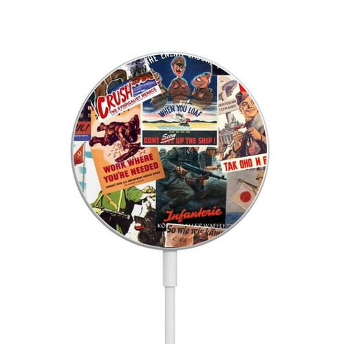 S3905 Vintage Army Poster Magnetic Wireless Charger Pad with MagSafe 15W for iPhone 16 15 14 13 12