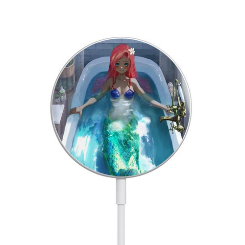 S3912 Cute Little Mermaid Aqua Spa Magnetic Wireless Charger Pad with MagSafe 15W for iPhone 16 15 14 13 12