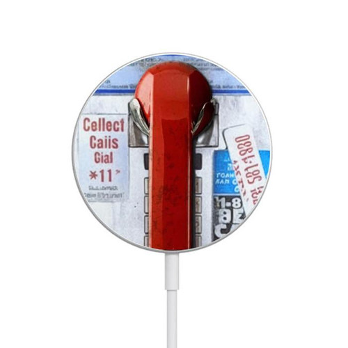 S3925 Collage Vintage Pay Phone Magnetic Wireless Charger Pad with MagSafe 15W for iPhone 16 15 14 13 12
