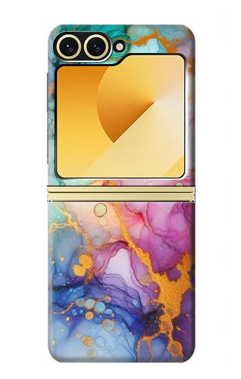 S4001 Multicolored Abstract Lilac Emerald Case For Samsung Galaxy Z Flip 6, Flip 7 FE
