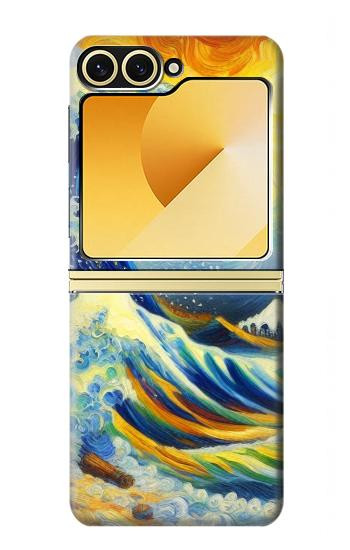 S4005 Oil Color Painting Great Waves Case For Samsung Galaxy Z Flip 6, Flip 7 FE