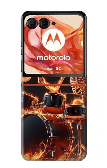 S3985 Fire Skull Drummer Case For Motorola Razr 70,60,50, Razr (2026, 2025, 2024)