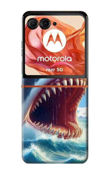 S4004 Oil Color Painting Giant Shark Case For Motorola Razr 70,60,50, Razr (2026, 2025, 2024)