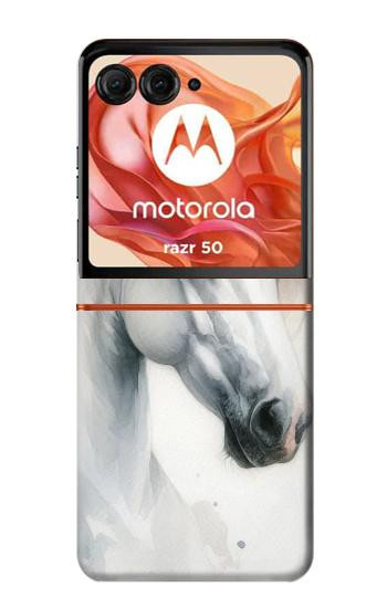 S4025 White Horse Painting Case For Motorola Razr 70,60,50, Razr (2026, 2025, 2024)