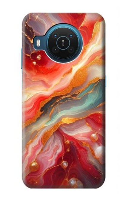 S4012 Red Marble Gold Veins Case For Nokia X20