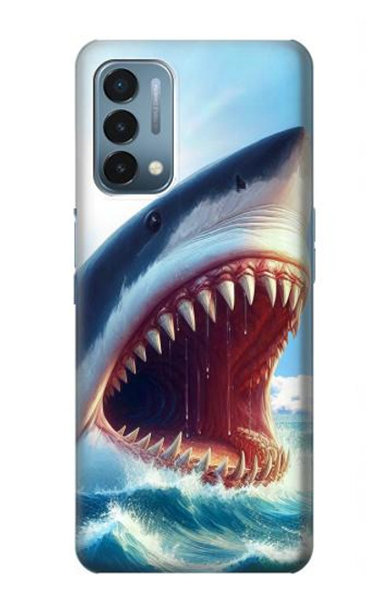 S4004 Oil Color Painting Giant Shark Case For OnePlus Nord N200 5G