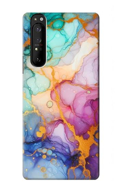 S4001 Multicolored Abstract Lilac Emerald Case For Sony Xperia 1 III
