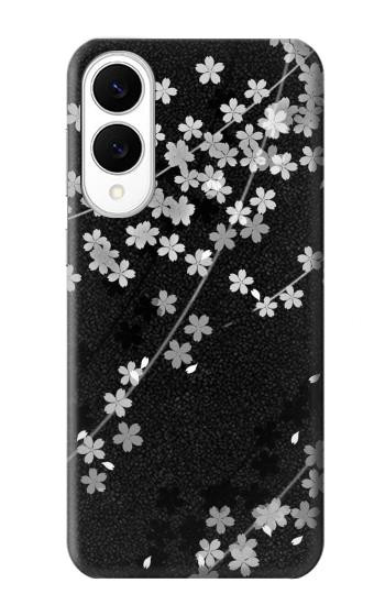S2544 Japanese Kimono Style Black Flower Pattern Case For Samsung Galaxy S25 Edge