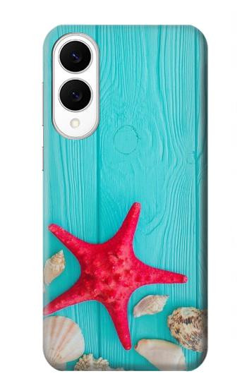 S3428 Aqua Wood Starfish Shell Case For Samsung Galaxy S25 Edge