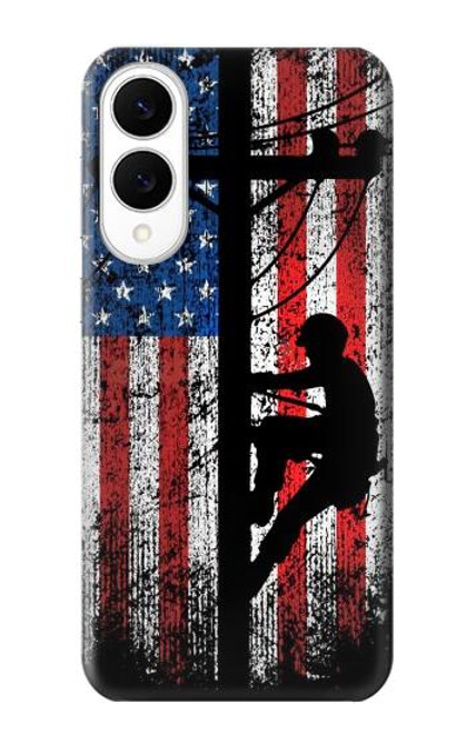 S3803 Electrician Lineman American Flag Case For Samsung Galaxy S25 Edge