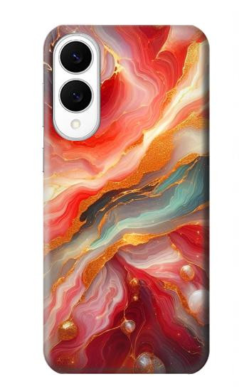 S4012 Red Marble Gold Veins Case For Samsung Galaxy S25 Edge