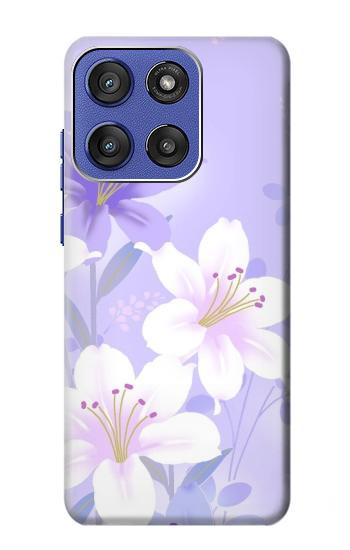 S2361 Purple White Flowers Case For Motorola Moto G Stylus 5G (2025,2026), Edge 60 Stylus