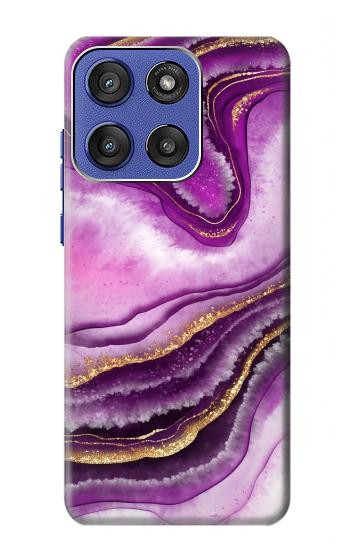 S3896 Purple Marble Gold Streaks Case For Motorola Moto G Stylus 5G (2025,2026), Edge 60 Stylus