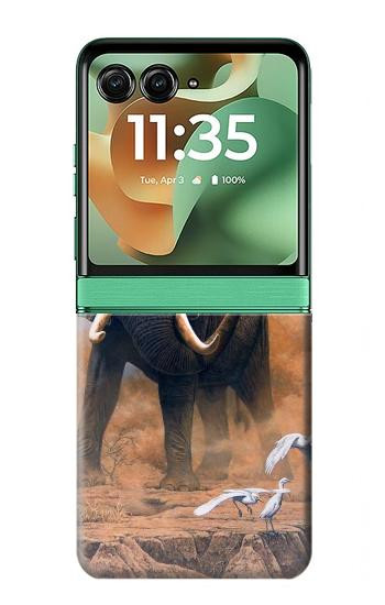S1292 Dusty Elephant Egrets Case For Motorola Razr 70+,60+, Razr+ (2026, 2025, 2024)