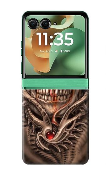 S1675 Skull Blood Tattoo Case For Motorola Razr 70+,60+, Razr+ (2026, 2025, 2024)