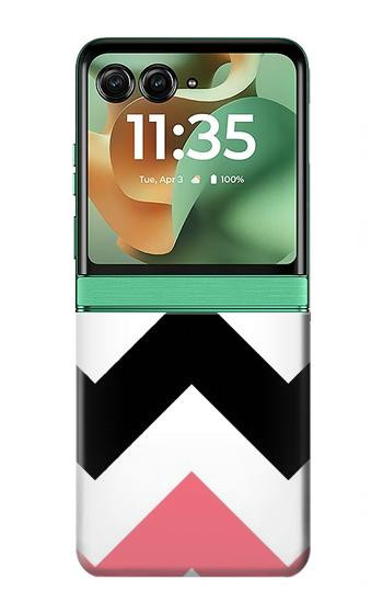 S1849 Pink Black Chevron Zigzag Case For Motorola Razr 70+,60+, Razr+ (2026, 2025, 2024)