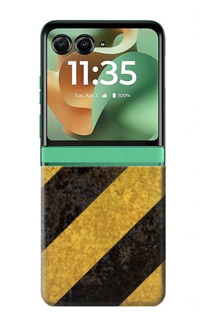 S2231 Yellow and Black Line Hazard Striped Case For Motorola Razr 60, Razr 2025