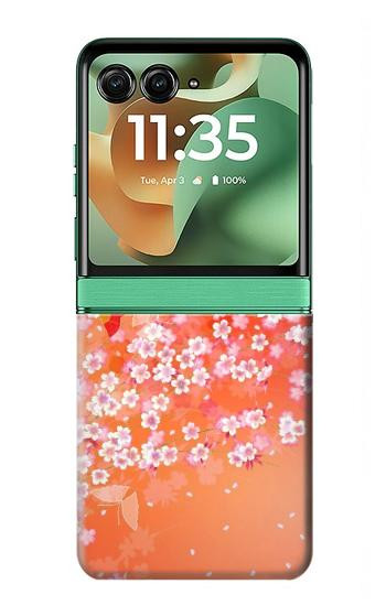 S2543 Japanese Kimono Style Flower Pattern Case For Motorola Razr 70+,60+, Razr+ (2026, 2025, 2024)
