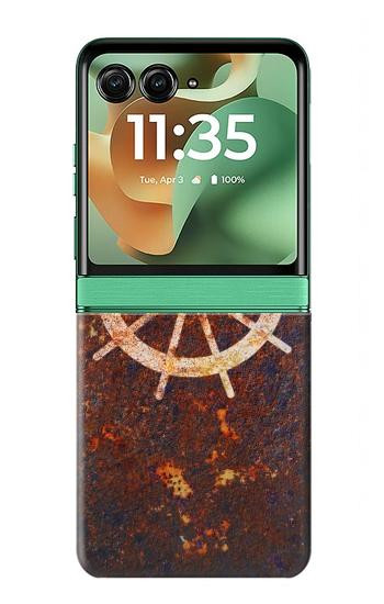 S2766 Ship Wheel Rusty Texture Case For Motorola Razr 70+,60+, Razr+ (2026, 2025, 2024)