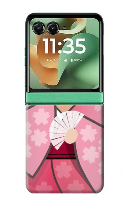 S3042 Japan Girl Hina Doll Kimono Sakura Case For Motorola Razr 60, Razr 2025