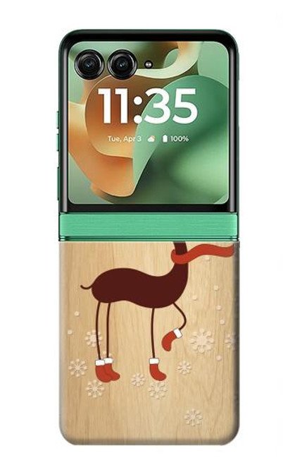 S3081 Wooden Raindeer Graphic Printed Case For Motorola Razr 60, Razr 2025