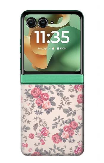 S3095 Vintage Rose Pattern Case For Motorola Razr 70+,60+, Razr+ (2026, 2025, 2024)
