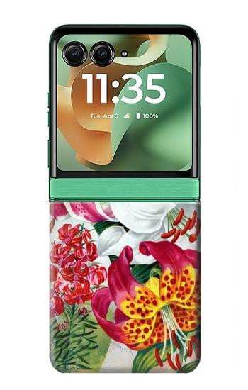 S3205 Retro Art Flowers Case For Motorola Razr 70+,60+, Razr+ (2026, 2025, 2024)
