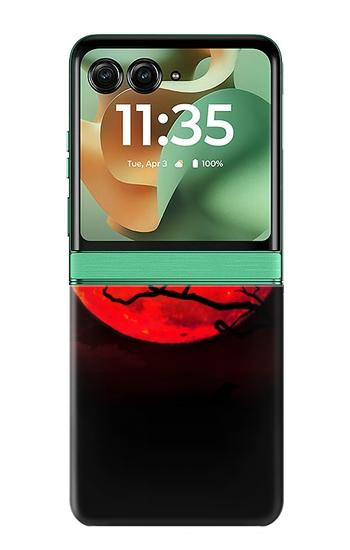 S3328 Crow Red Moon Case For Motorola Razr 70+,60+, Razr+ (2026, 2025, 2024)