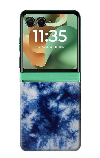 S3439 Fabric Indigo Tie Dye Case For Motorola Razr 70+,60+, Razr+ (2026, 2025, 2024)