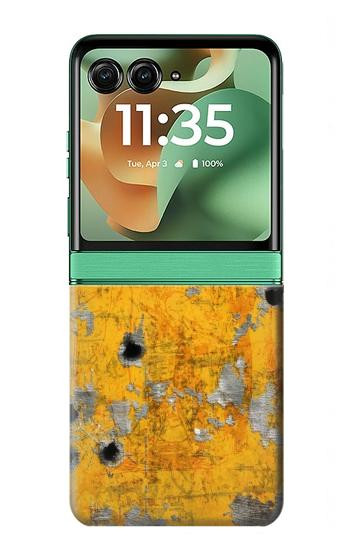 S3528 Bullet Rusting Yellow Metal Case For Motorola Razr 70+,60+, Razr+ (2026, 2025, 2024)