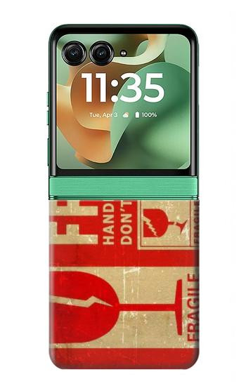 S3552 Vintage Fragile Label Art Case For Motorola Razr 70+,60+, Razr+ (2026, 2025, 2024)