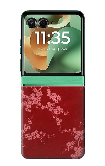 S3817 Red Floral Cherry blossom Pattern Case For Motorola Razr 70+,60+, Razr+ (2026, 2025, 2024)