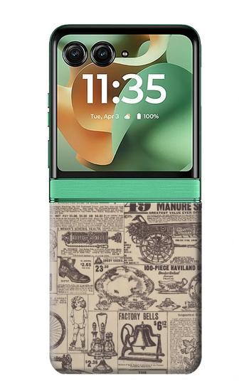 S3819 Retro Vintage Paper Case For Motorola Razr 70+,60+, Razr+ (2026, 2025, 2024)