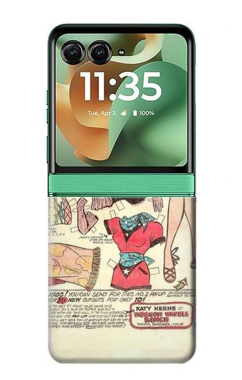 S3820 Vintage Cowgirl Fashion Paper Doll Case For Motorola Razr 70+,60+, Razr+ (2026, 2025, 2024)