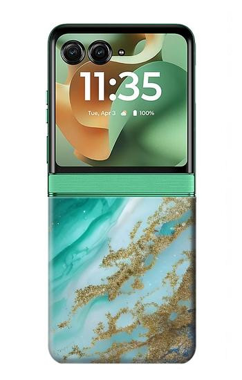 S3920 Abstract Ocean Blue Color Mixed Emerald Case For Motorola Razr 70+,60+, Razr+ (2026, 2025, 2024)