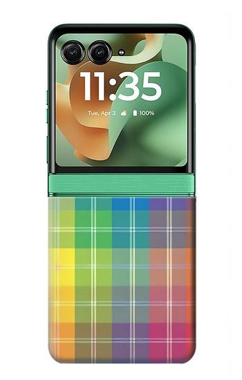 S3942 LGBTQ Rainbow Plaid Tartan Case For Motorola Razr 70+,60+, Razr+ (2026, 2025, 2024)