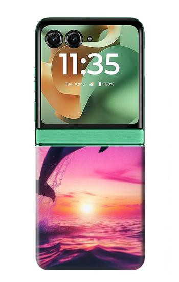 S3980 Dolphin Sunset Milky Way Case For Motorola Razr 70+,60+, Razr+ (2026, 2025, 2024)