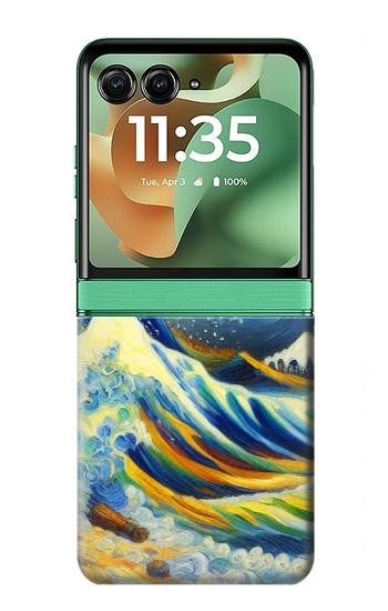 S4005 Oil Color Painting Great Waves Case For Motorola Razr 70+,60+, Razr+ (2026, 2025, 2024)