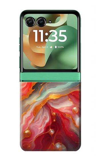 S4012 Red Marble Gold Veins Case For Motorola Razr 70+,60+, Razr+ (2026, 2025, 2024)
