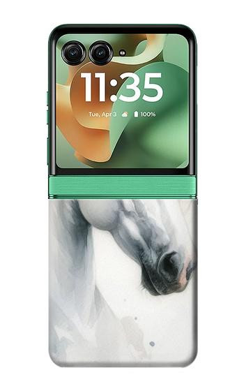 S4025 White Horse Painting Case For Motorola Razr 70+,60+, Razr+ (2026, 2025, 2024)