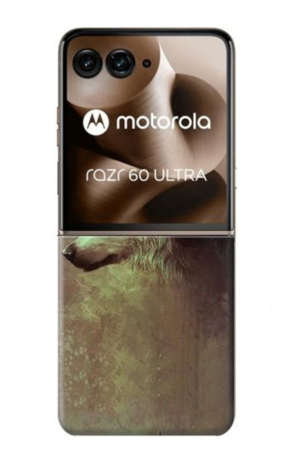 S0931 White Black Wolf Case For Motorola Razr 60 Ultra, Razr Ultra 2025