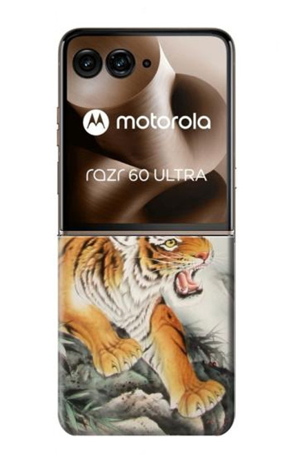 S2751 Chinese Tiger Brush Painting Case For Motorola Razr 60 Ultra, Razr Ultra 2025