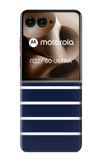 S2767 Navy White Striped Case For Motorola Razr 70 Ultra, 60 Ultra, 50 Ultra, Ultra 2026, Ultra 2025