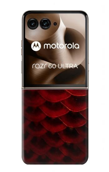 S2879 Red Arowana Fish Scale Case For Motorola Razr 70 Ultra, 60 Ultra, 50 Ultra, Ultra 2026, Ultra 2025