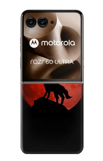 S2955 Wolf Howling Red Moon Case For Motorola Razr 70 Ultra, 60 Ultra, 50 Ultra, Ultra 2026, Ultra 2025