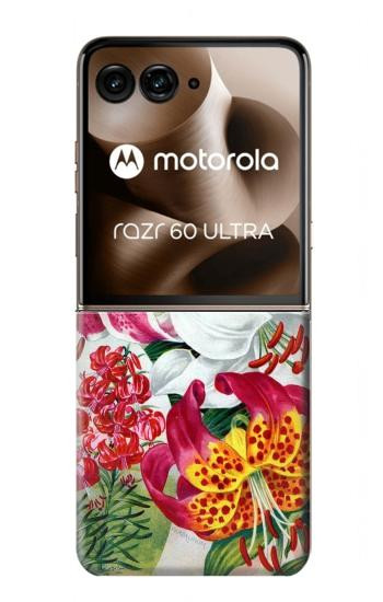 S3205 Retro Art Flowers Case For Motorola Razr 70 Ultra, 60 Ultra, 50 Ultra, Ultra 2026, Ultra 2025