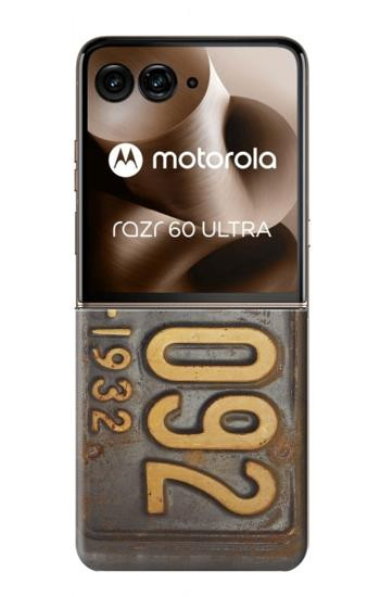 S3228 Vintage Car License Plate Case For Motorola Razr 70 Ultra, 60 Ultra, 50 Ultra, Ultra 2026, Ultra 2025