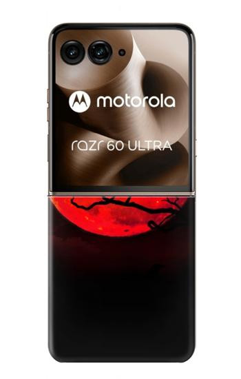 S3328 Crow Red Moon Case For Motorola Razr 70 Ultra, 60 Ultra, 50 Ultra, Ultra 2026, Ultra 2025